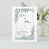 Vintage Blumengrenze, Einladung zur Hochzeit (Stehend Vorderseite)