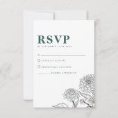 Vintage Blumengrün-Hochzeitkarte RSVP Karte (Vorderseite)