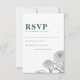 Vintage Blumengrün-Hochzeitkarte RSVP Karte