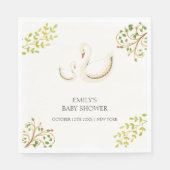 Vintage Blumengrün Schwan Babydusche Serviette (Vorderseite)