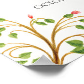 Vintage Blumengrün Swan Babydusche Willkommen Poster (Ecke)