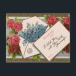 Vintage Blumengrüße Postkarte<br><div class="desc">Vintage Malerei mit Rose und vergessen Sie mich nicht Blume.</div>