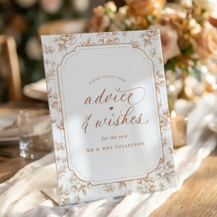 Vintage Blumengrüße zur Hochzeit in Orange Sockelschild