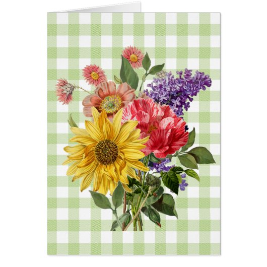Vintage Blumengrüßkarte (Vorne)