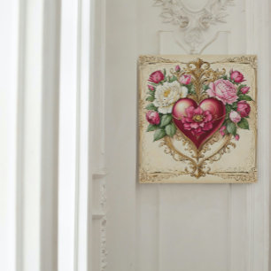Vintage-Blumenherz für Liebe 💗 Poster