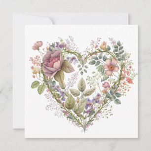 Vintage-Blumenherz-Valentinskarte