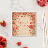 Vintage-Blumenherzen Valentinstag-Party Serviette (Beispiel)