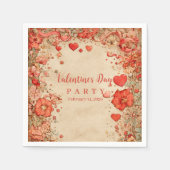 Vintage-Blumenherzen Valentinstag-Party Serviette (Vorderseite)