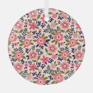 Vintage-Blumenhintergrund, kleine rosa Blumen. Ornament Aus Glas