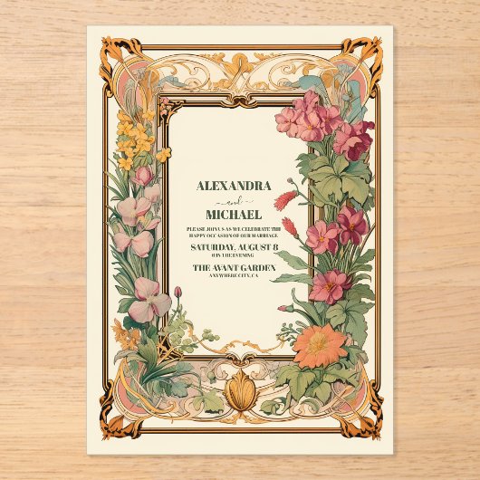 Vintage Blumenhochzeit Acryleinladungen (Vorderseite)