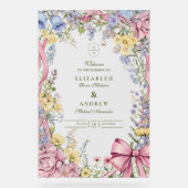 Vintage Blumenhochzeit Acrylschild (Vorderseite)