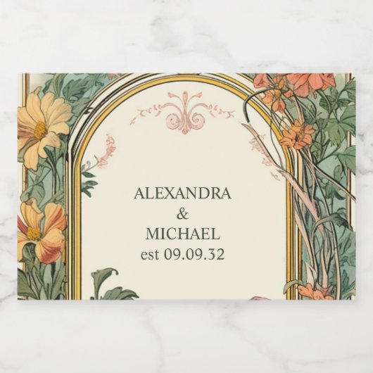 Vintage Blumenhochzeit Alkoholflaschenetikett (Einzelnes Label)