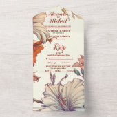 Vintage Blumenhochzeit All In One Einladung (Innen Boden)