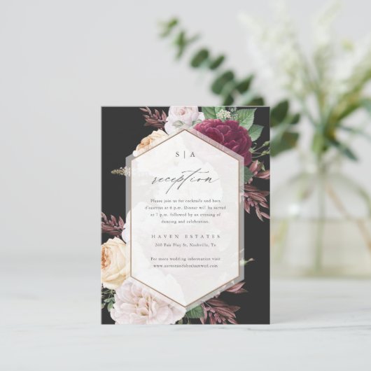 Vintage Blumenhochzeit Begleitkarte (Stehend Vorderseite)