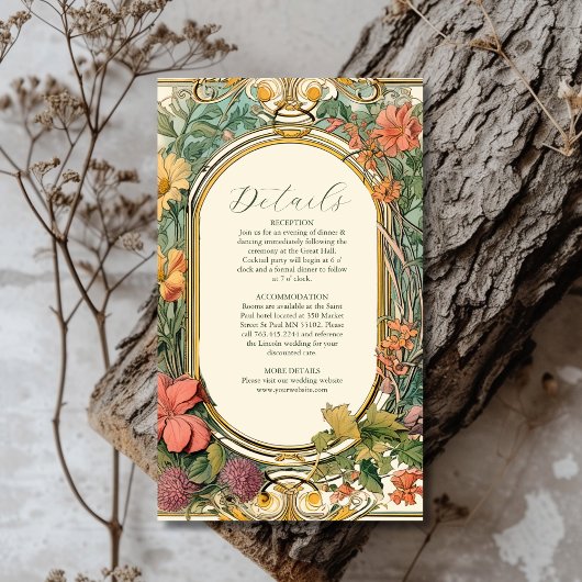 Vintage Blumenhochzeit Begleitkarte