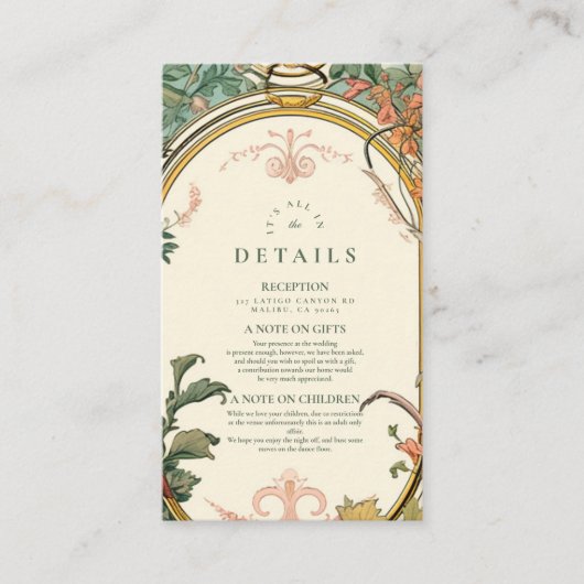 Vintage Blumenhochzeit Begleitkarte (Vorderseite)