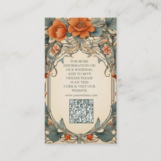 Vintage Blumenhochzeit Begleitkarte (Vorderseite)