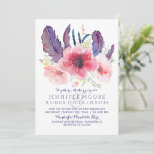 Vintage Blumenhochzeit Boho Einladung (Stehend Vorderseite)