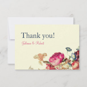 Vintage Blumenhochzeit Dankeschön-Karte Dankeskarte