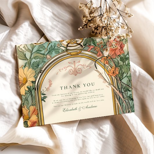 Vintage Blumenhochzeit Dankeskarte