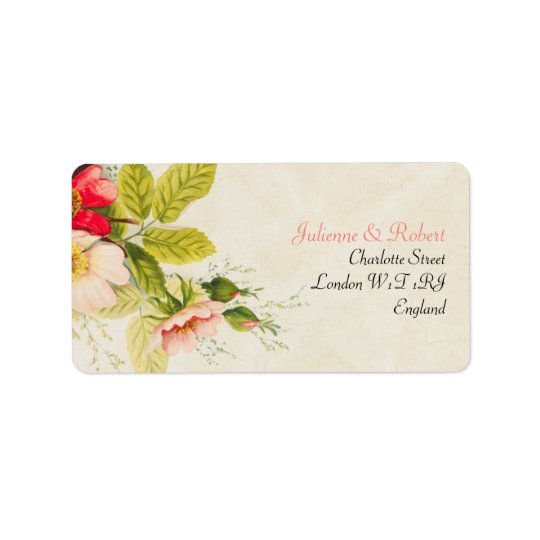 Vintage Blumenhochzeit des Blumenstrauß-| Adressetikett