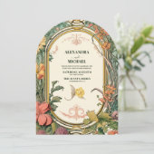 Vintage Blumenhochzeit Einladung (Stehend Vorderseite)
