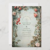 Vintage Blumenhochzeit Einladung (Vorderseite)