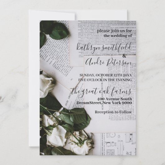 Vintage Blumenhochzeit Einladung (Vorderseite)