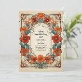 Vintage Blumenhochzeit Einladung (Stehend Vorderseite)