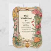 Vintage Blumenhochzeit Einladung (Vorderseite)