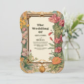 Vintage Blumenhochzeit Einladung (Stehend Vorderseite)
