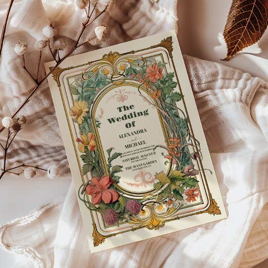 Vintage Blumenhochzeit Einladung