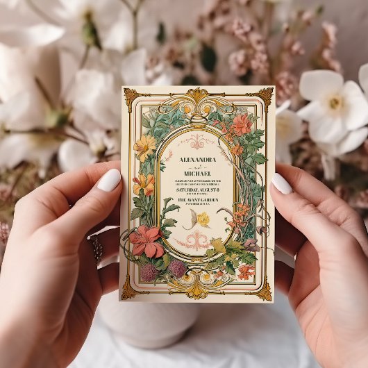 Vintage Blumenhochzeit Einladung