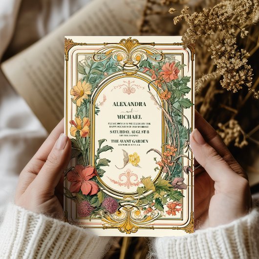 Vintage Blumenhochzeit Einladung