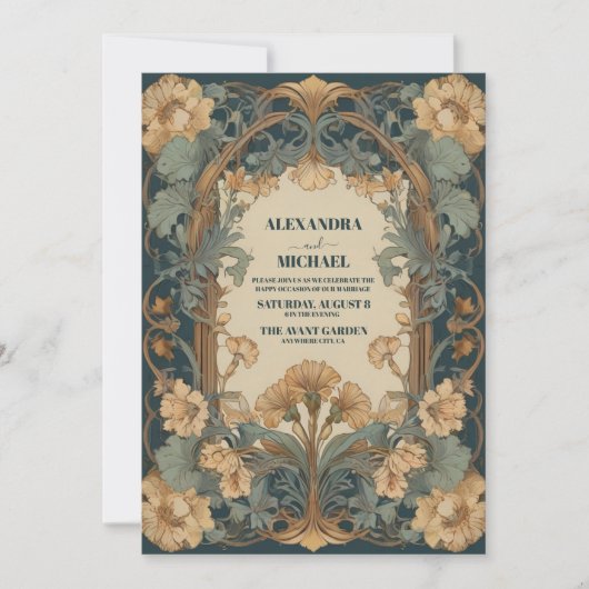 Vintage Blumenhochzeit Einladung (Vorderseite)