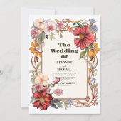 Vintage Blumenhochzeit Einladung (Vorderseite)