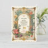 Vintage Blumenhochzeit Einladung (Stehend Vorderseite)