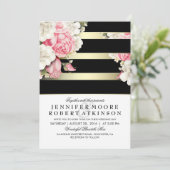 Vintage Blumenhochzeit Einladung (Stehend Vorderseite)