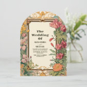 Vintage Blumenhochzeit Einladung (Stehend Vorderseite)