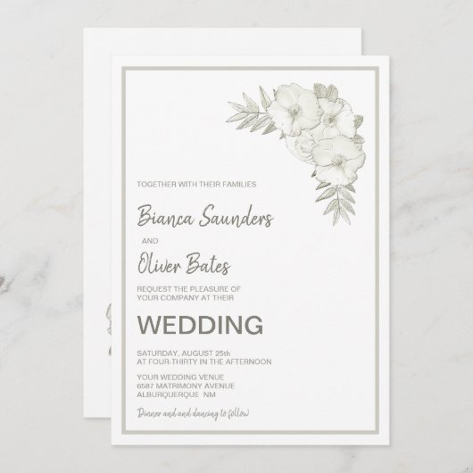 Vintage Blumenhochzeit Einladung (Vorne/Hinten)