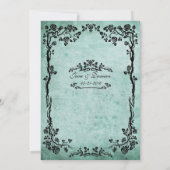 Vintage Blumenhochzeit Einladung in Blue (Rückseite)