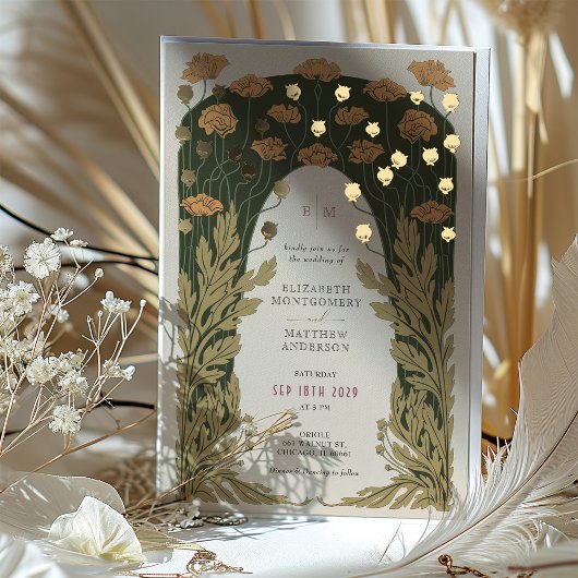 Vintage Blumenhochzeit Folieneinladung