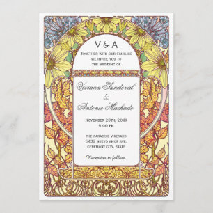 Vintage BlumenHochzeit im Herbsts-Einladungen Einladung