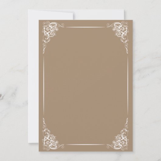 Vintage Blumenhochzeit in Mocha Einladung (Rückseite)