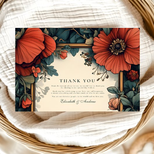 Vintage Blumenhochzeit Jugendstil Dankeskarte