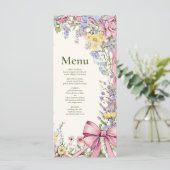 Vintage Blumenhochzeit Menükarte (Stehend Vorderseite)