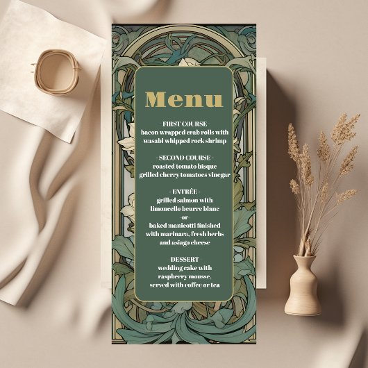 Vintage Blumenhochzeit Menükarte