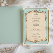 Vintage Blumenhochzeit mit Minzakzent Einladung