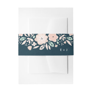 Vintage Blumenhochzeit Mitternacht Einladungsbanderole