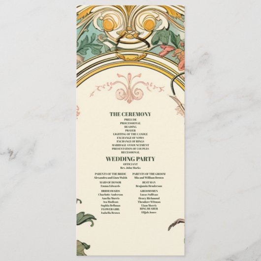 Vintage Blumenhochzeit Programm (Vorderseite)